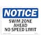 Signmission OSHA Notice, 5" Height, Swim Zone Ahead No Speed Limit Sign, 7" X 5", Landscape OS-NS-D-57-L-18517 - alternate 1